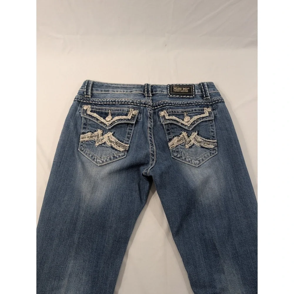 Miss Me Easy Boot Womens 32x33 (30 Tag)‎ Blue Mid Rise Flare Embellished Stretch
